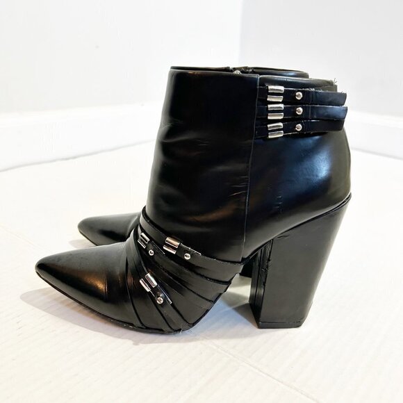 🌷SALE L.A.M.B. Martini Boot Size 7 Buckles Rocker Moto Heeled Boot Studded - Picture 1 of 16